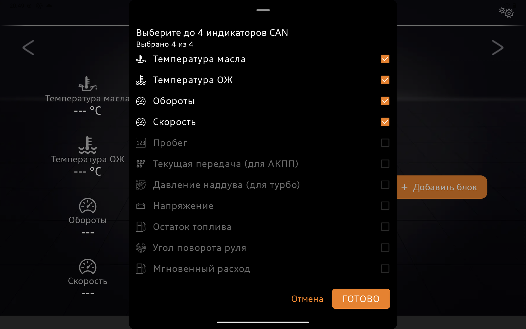 Выбор индикаторов